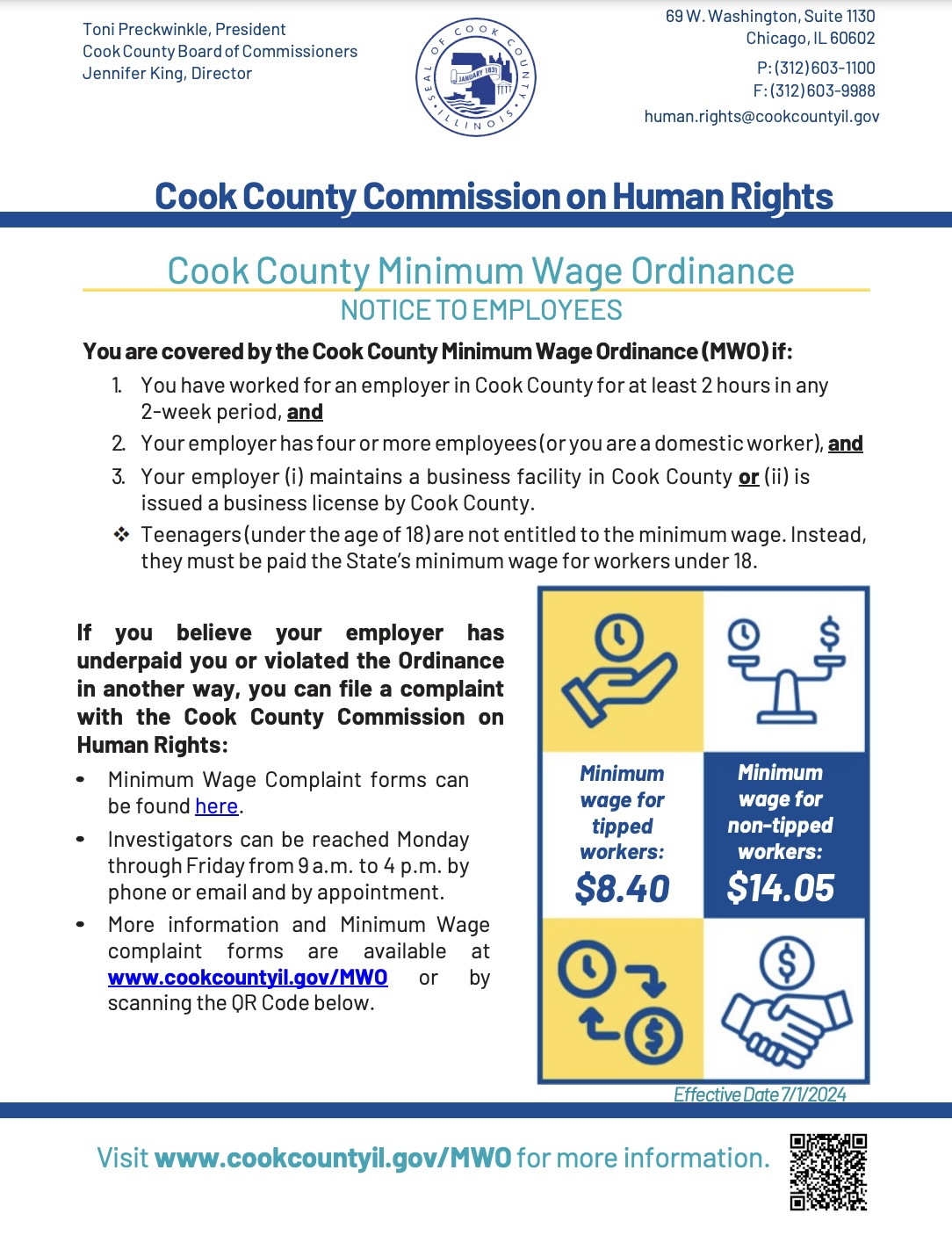 Cook County minimum wage poster