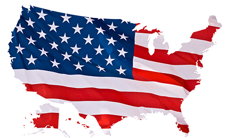 united states shape filled with amercian flag 