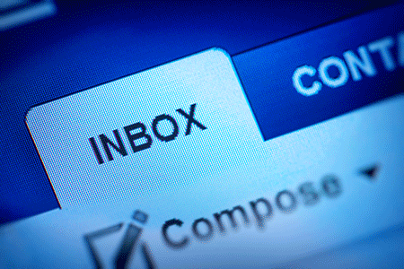 email inbox interface on computer screen focusing on inbox